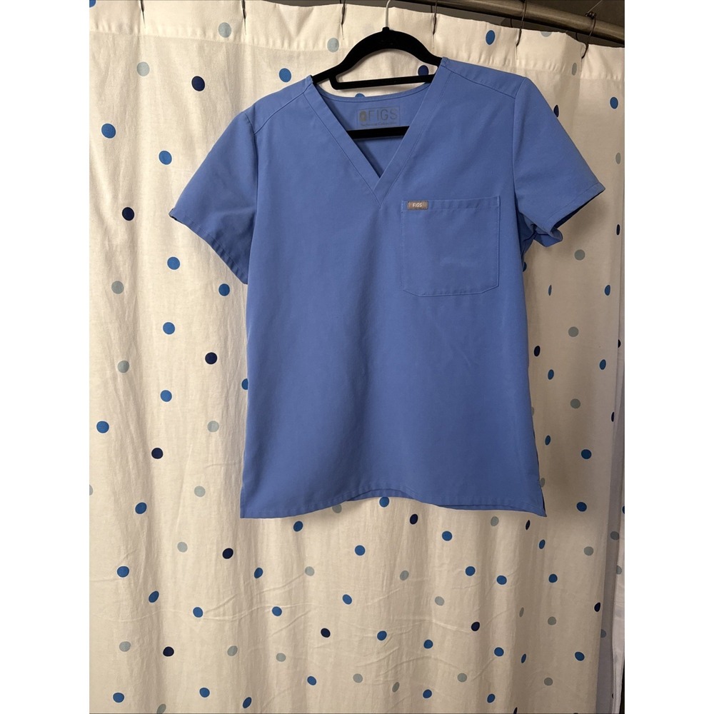 Figs Technical Collection One Pocket Scrub Top Womens Small FW1000 Blue